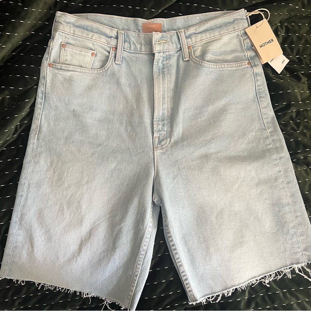 MOTHER High Waisted Light Blue Bermuda Shorts